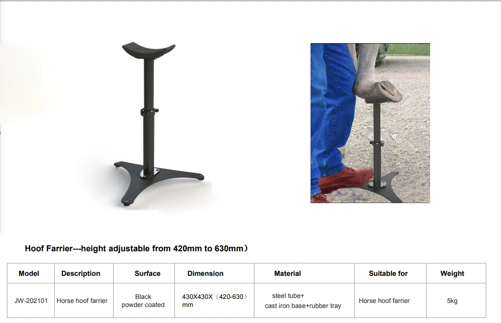 Adjustable Steel Black Surface Treatment Hoof Stand for Horse